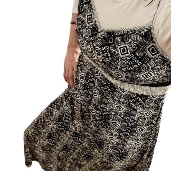 Anthropologie Mystree Size Small Geometric Fringed Hem Maxi Dress - Picture 8 of 9